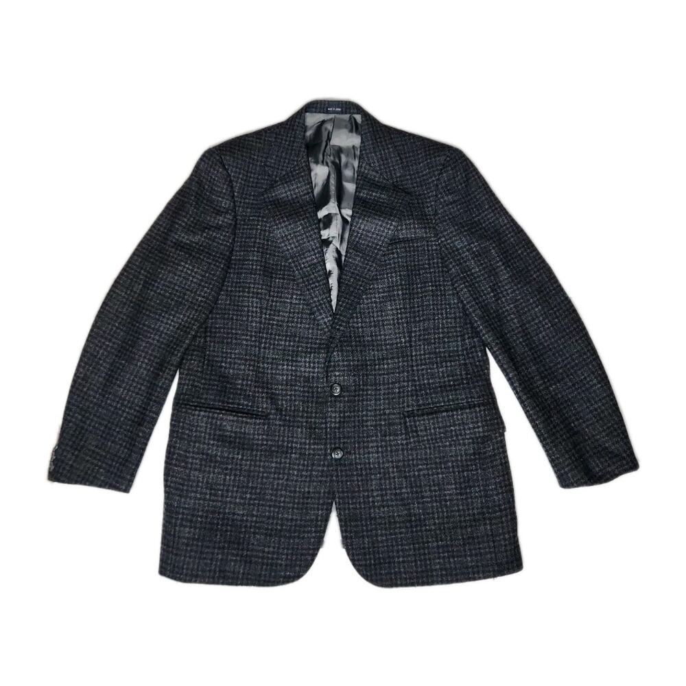 Club Room 42R Blue Tweed Wool Blazer Houndstooth Macy's Men's Jacket Sport Coat